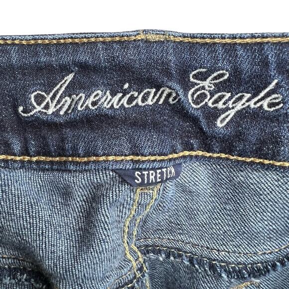 Y2K AMERICAN EAGLE Low-Rise Kick Bootcut Denim Jean Stretch Medium Wash Blue 4 - Picture 6 of 9